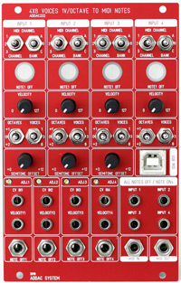 ADDAC222 4x6 Voices 1V/Octave to MIDI Notes
